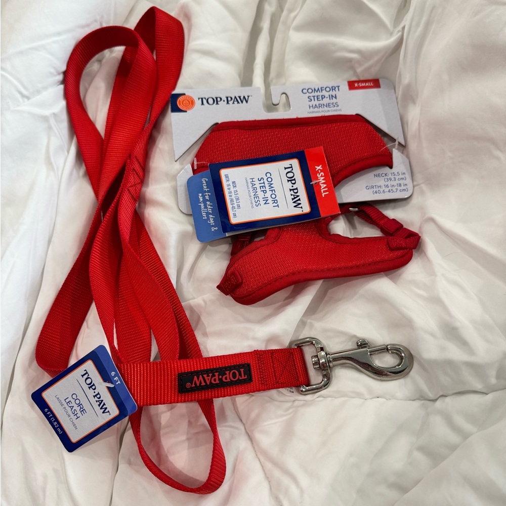 3pc SET Top Paw Mesh Comfort Step-In Small Dog or Cat Harness in Red - Picture 2 of 11